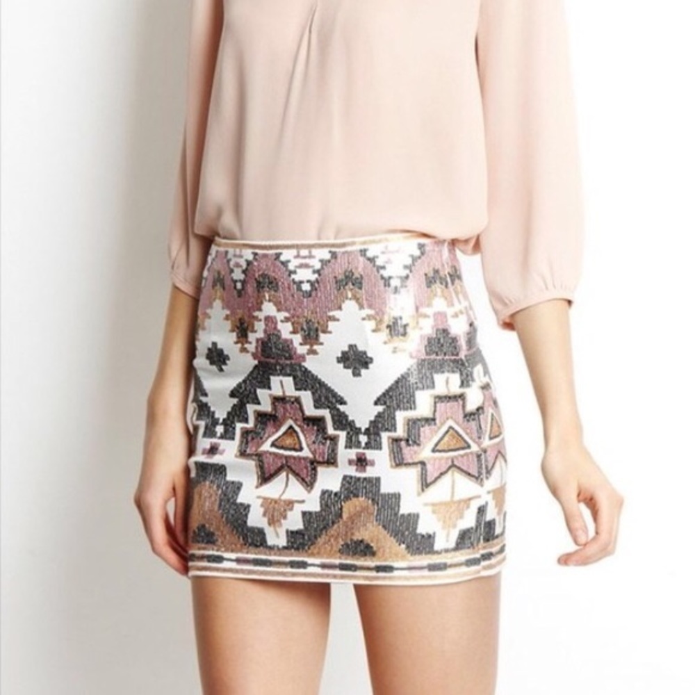 Express Aztec Sequin Mini Skirt
